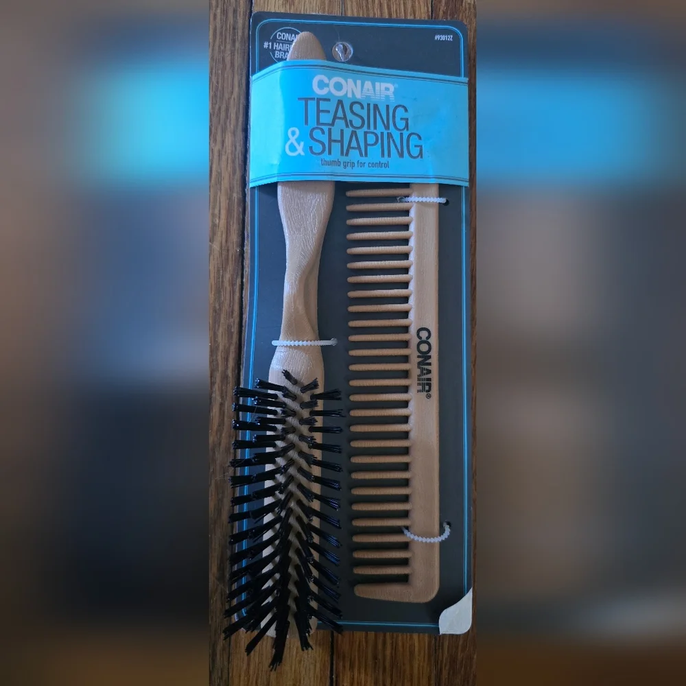 Conair Teasing & Shaping Brush and Wide-Tooth Comb Set